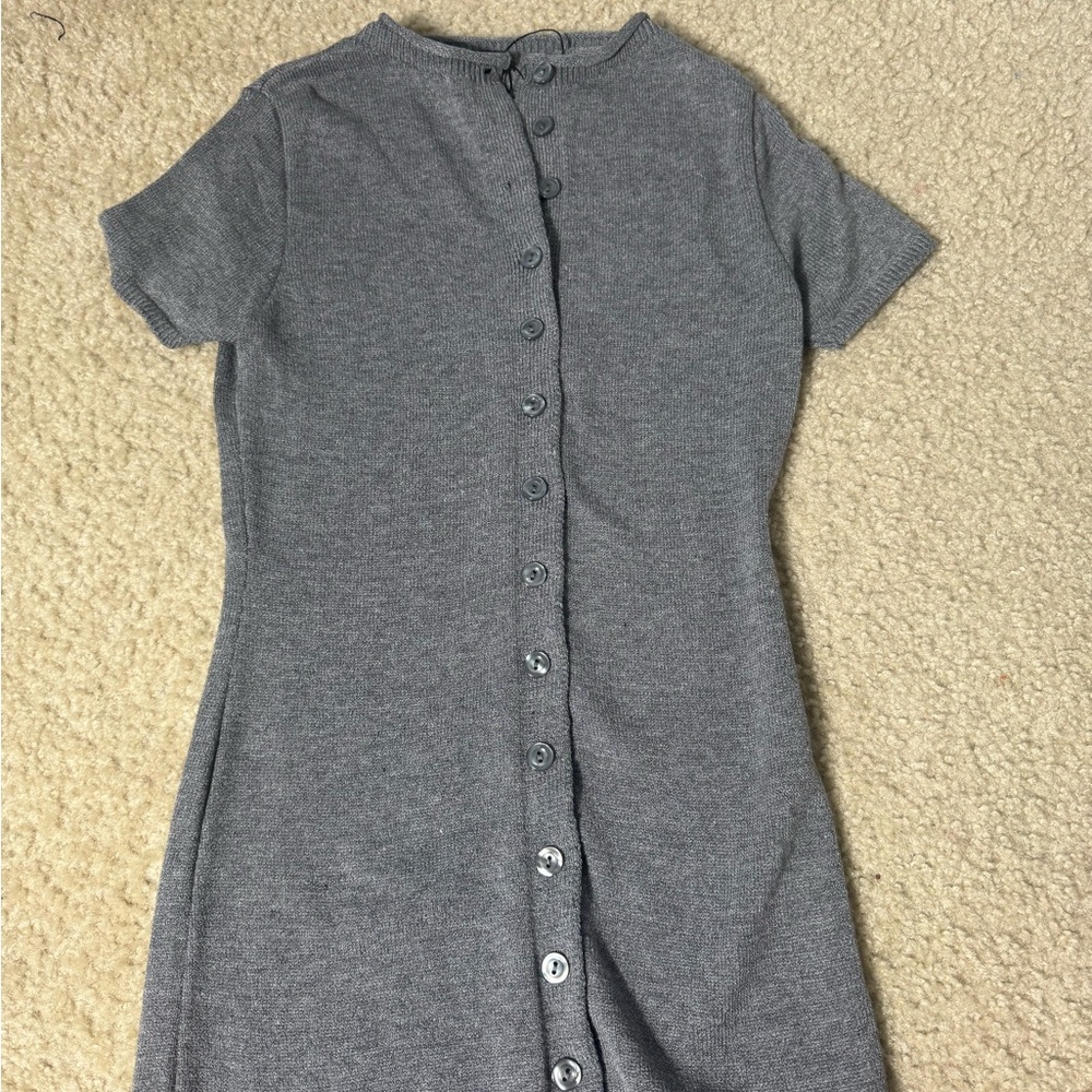 Fashion Nova Gray Button-Up Dress